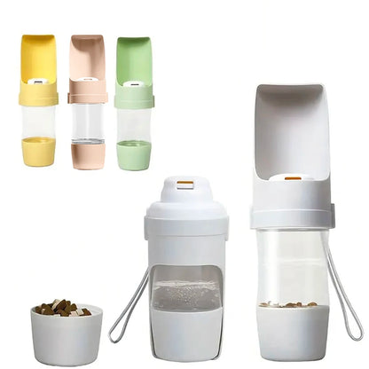 Pet Travel Water Bottle Portable with Food Container Foldable 2In1 Pet Outdoor Bowl Puppy Dog Cat Travel Drinking Food Feeder