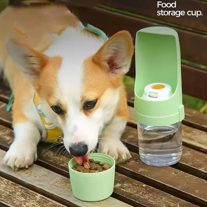 Pet Travel Water Bottle Portable with Food Container Foldable 2In1 Pet Outdoor Bowl Puppy Dog Cat Travel Drinking Food Feeder