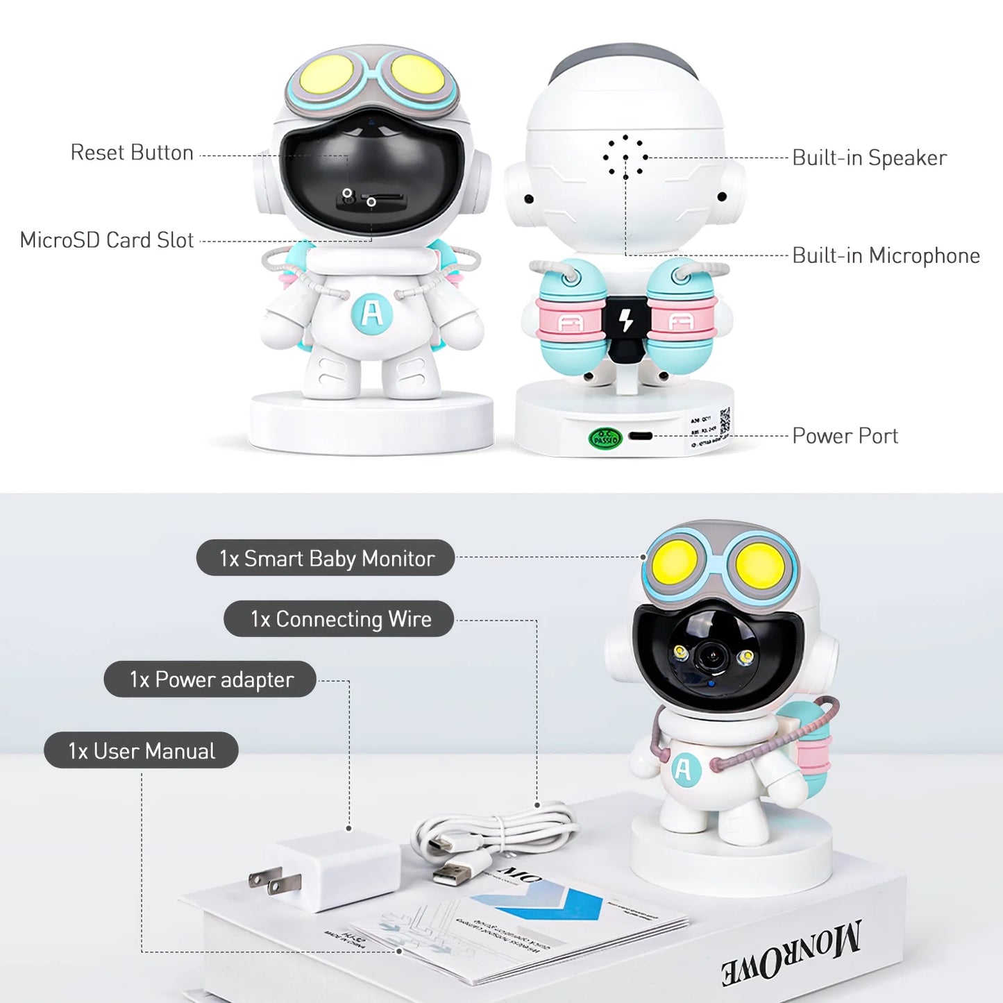 Indoor Pan/Tilt Smart Security Camera, 2K HD Dog-Camera, Super IR Night Vision, Motion Detection for Baby and Pet Monitor, Cloud & SD Card Storage, Supported 5G & 2.4Ghz