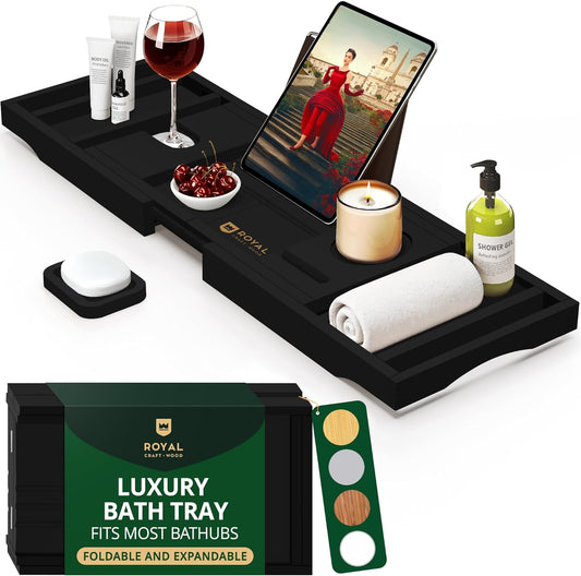 Indulge in Luxury with Our Expandable Bamboo Bathtub Tray - The Ultimate Gift for Moms and Homeowners!