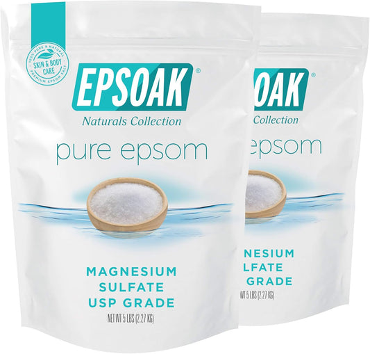 Indulge in Relaxation with Premium Epsom Salt – 10 Lb of Pure Magnesium Sulfate USP in Two Resealable Bags for Soothing Baths and Spa Treatments