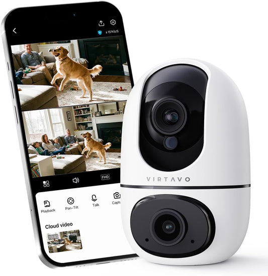 XD1 Wireless Indoor Home Security Camera, Baby Monitor & Pet Cam with 360° Ptz, Motion Tracking, Recording, Night Vision, 2-Way Audio, Safety Alerts