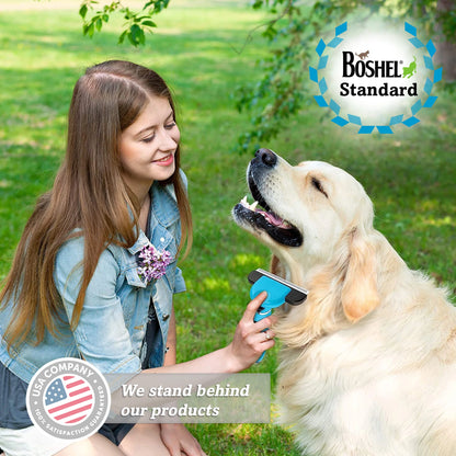 De-Shedding Brush for Dogs, Anti-Slip Handle, Stainless Steel Undercoat Grooming Tool