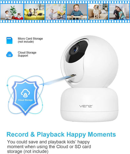 Indoor Camera,1080P Home Security Camera,360° PTZ Baby Monitor with Camera and Audio,2.4G Wifi Pet Dog Camera with Phone App,Smart inside Cameras for House