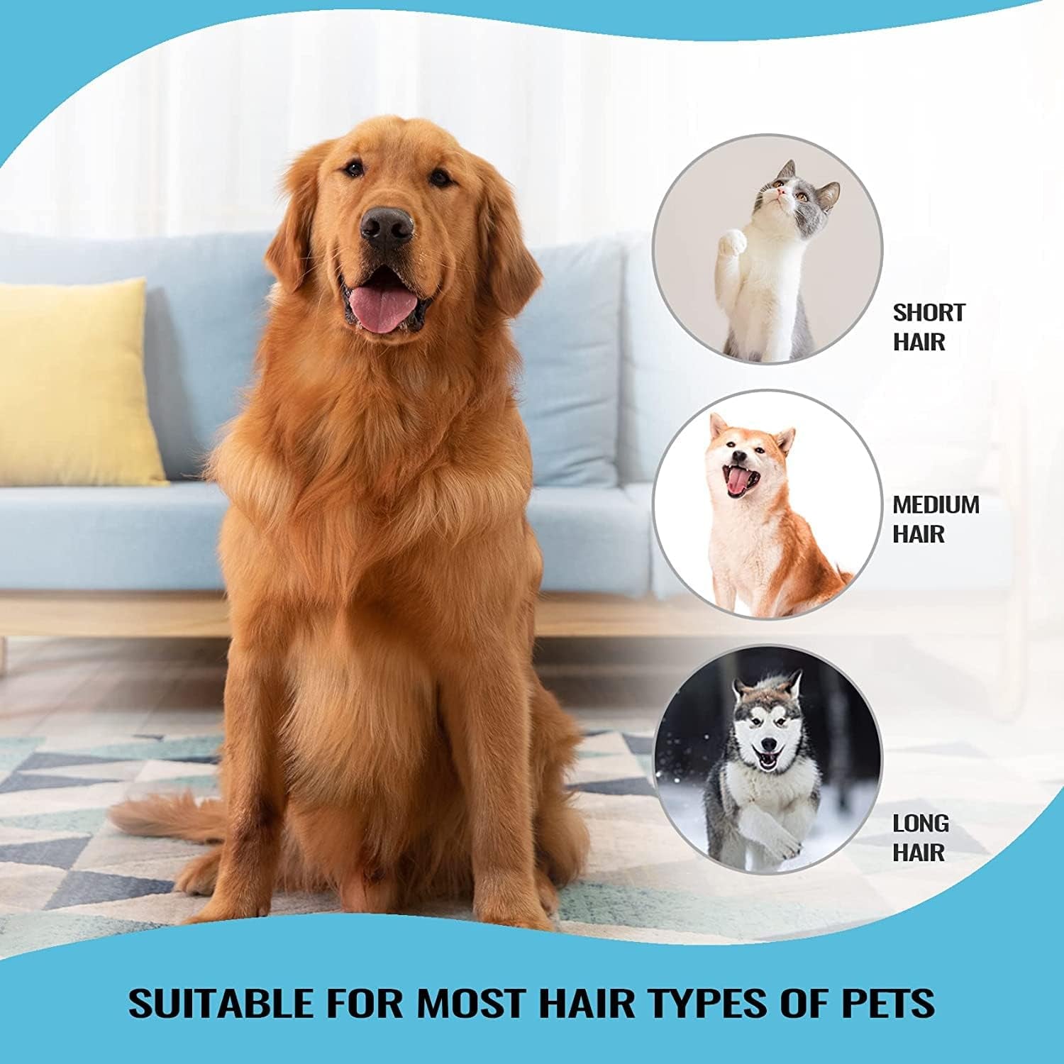 Upgraded Self Cleaning Slicker Brush, 5 Inch Dog Brush & Cat Brush with Massage Particles, Gently Removes Loose Hair Mats & Tangles, Skin Friendly & Promote Circulation