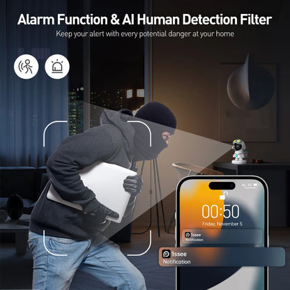 Indoor Pan/Tilt Smart Security Camera, 2K HD Dog-Camera, Super IR Night Vision, Motion Detection for Baby and Pet Monitor, Cloud & SD Card Storage, Supported 5G & 2.4Ghz